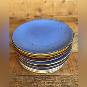 RARE Set Of 8 Porvasal Dotted 6.5 Inch Appetizer Plates Made In Spain 0618